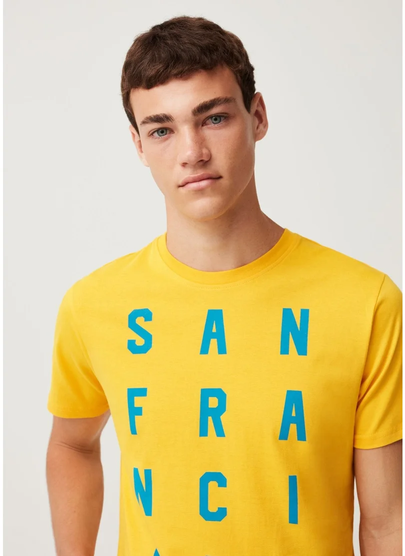 Ovs Ovs Cotton T-Shirt With San Francisco Print