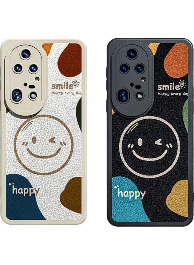 Hotfire Phone Case For Huawei P50 Pro, Protective Cover For Huawei P50 Pro, Shockproof Smiley Face Lambskin Frosted Upgraded Lens Full Protection Silicone Case For Men And Women - Antique White - Image 1