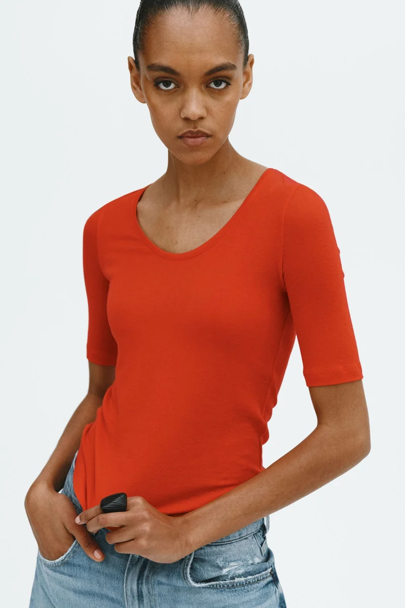 H&M Scoop-neck pima cotton top