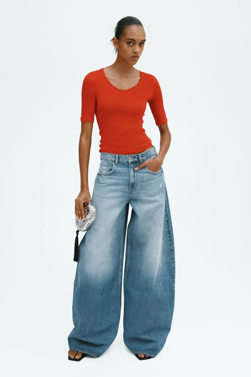 H&M Scoop-neck pima cotton top