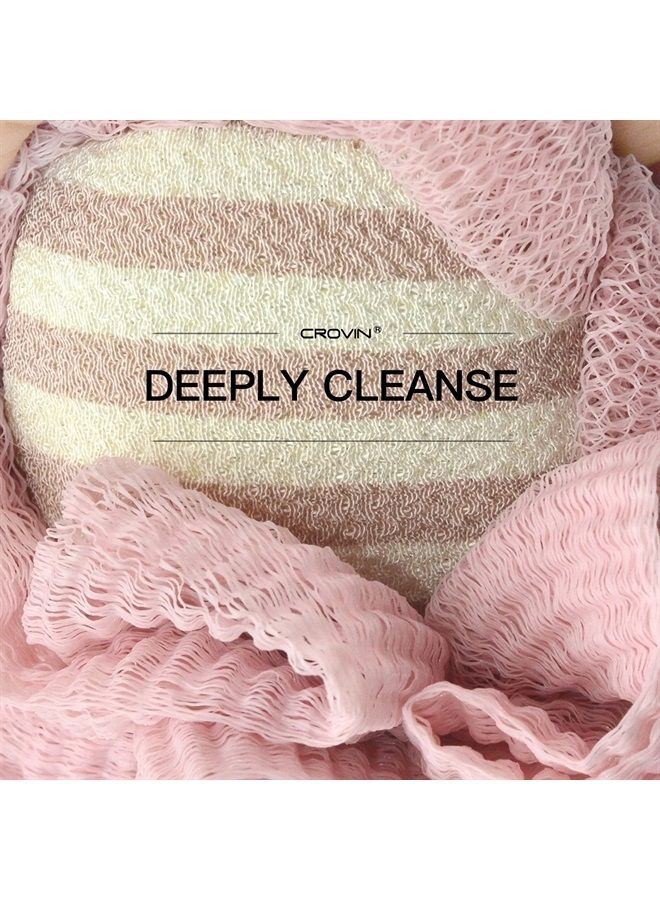 CROVIN CROIN Ice Cream Shower Pouf (Set of 3) Assorted Colors Bath Mesh Sponge Ball Exfoliating Body Scrubber for Women, Men and Children - Image 3
