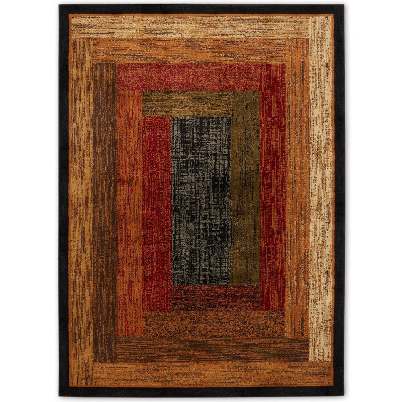 Home Dynamix Royalty Vega Contemporary Geometric Area Rug BlackBrown 65x95