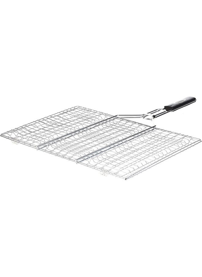 GO2CAMPS GO2CAMPS BBQ Grill with Wooden Handle Large | BBQ Grill Net With Wooden Handle | Barbecue Grill tool for Burger, Meat, Fish, Vegetable, Steak Meat Shrimp  - Image 1
