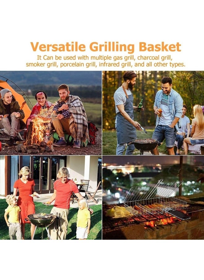 GO2CAMPS GO2CAMPS BBQ Grill with Wooden Handle Large | BBQ Grill Net With Wooden Handle | Barbecue Grill tool for Burger, Meat, Fish, Vegetable, Steak Meat Shrimp  - Image 4