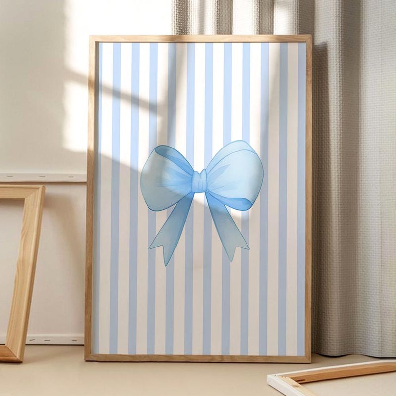 TNESSENTIAL Blue Bows Art Canvas Poster, Trendy Wall Art, Apartment Aesthetic Decor, Retro Home Decor, Printed Gift - Image 2