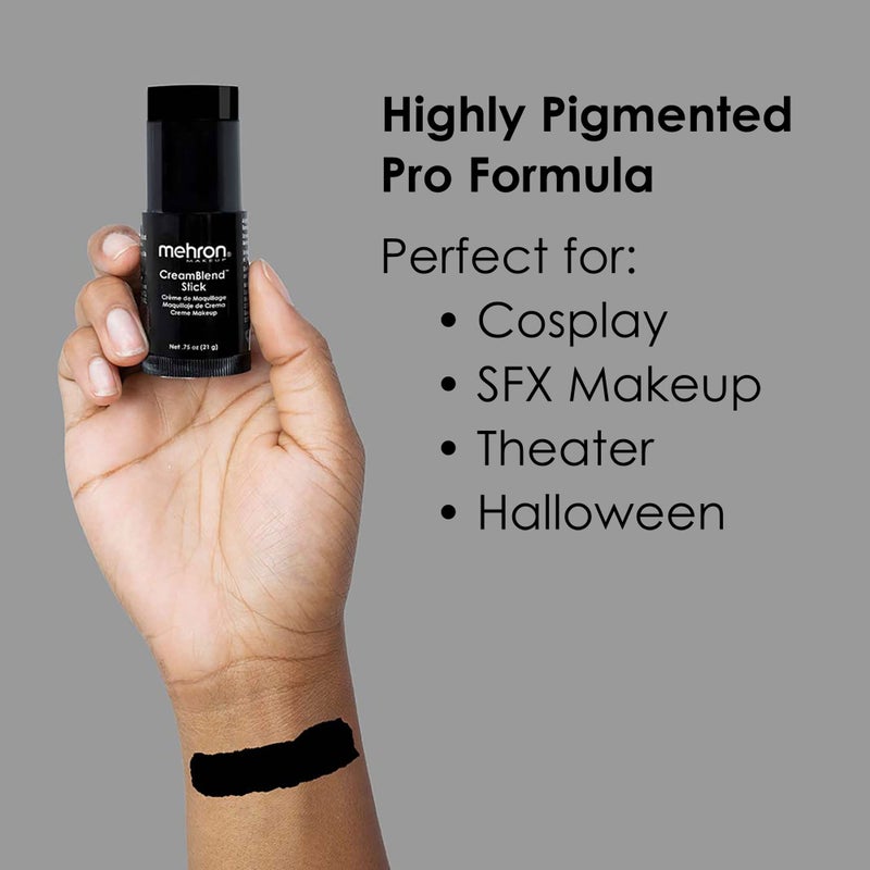 Mehron Makeup CreamBlend Stick | Face Paint, Body Paint, & Foundation Cream Makeup | Perfect for Halloween .75 oz (21 g) (Black) - Image 3