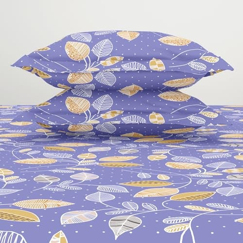 Welspun Polycotton King Double Flat Bedsheet | Soft Feel Wrinkle Resistance | 200 Thread-Count Violet Bed Sheet with 2 Pillow Covers | Size: 274 Cm X 274 Cm/ 43Cm X 68Cm - Image 5