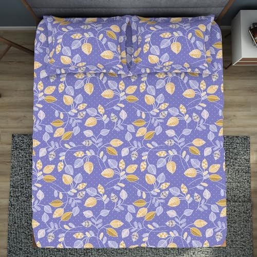 Welspun Polycotton King Double Flat Bedsheet | Soft Feel Wrinkle Resistance | 200 Thread-Count Violet Bed Sheet with 2 Pillow Covers | Size: 274 Cm X 274 Cm/ 43Cm X 68Cm - Image 3