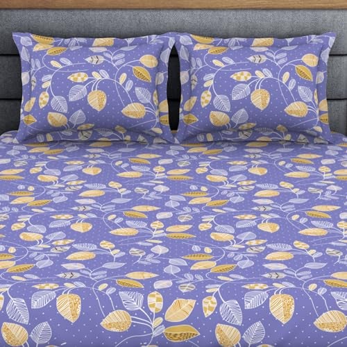 Welspun Polycotton King Double Flat Bedsheet | Soft Feel Wrinkle Resistance | 200 Thread-Count Violet Bed Sheet with 2 Pillow Covers | Size: 274 Cm X 274 Cm/ 43Cm X 68Cm - Image 4