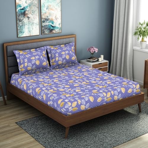 Welspun Polycotton King Double Flat Bedsheet | Soft Feel Wrinkle Resistance | 200 Thread-Count Violet Bed Sheet with 2 Pillow Covers | Size: 274 Cm X 274 Cm/ 43Cm X 68Cm - Image 2