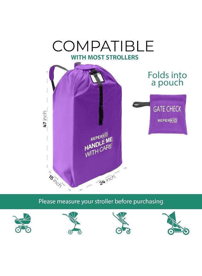 Reperkid Stroller Travel Bag for Airplane Gate Check in - Large Standard or Double Stroller Purple - Image 4