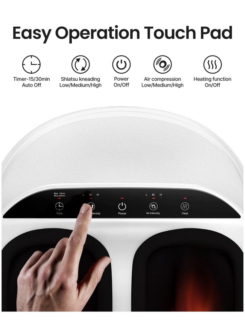 RENPHO - Foot Massager Machine With Heat, Shiatsu Massager Deep Kneading Therapy - White - Image 1