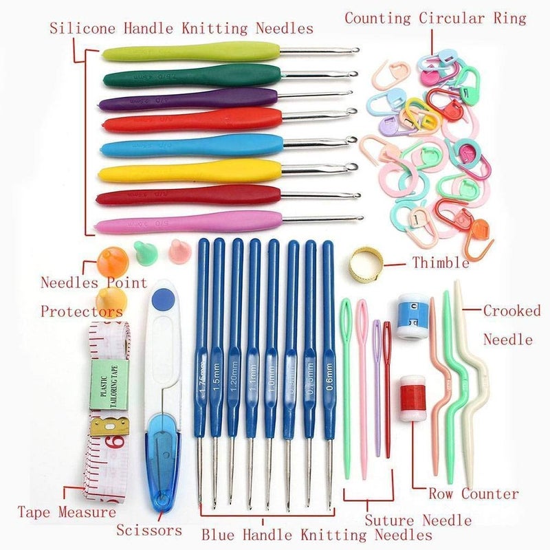 Brille Bee Knitting Crochet Hook Needle Set, 52pcs Arts Sewing Knitting Needle Kit Craft Weaving Yarn Sewing Tools - Image 3