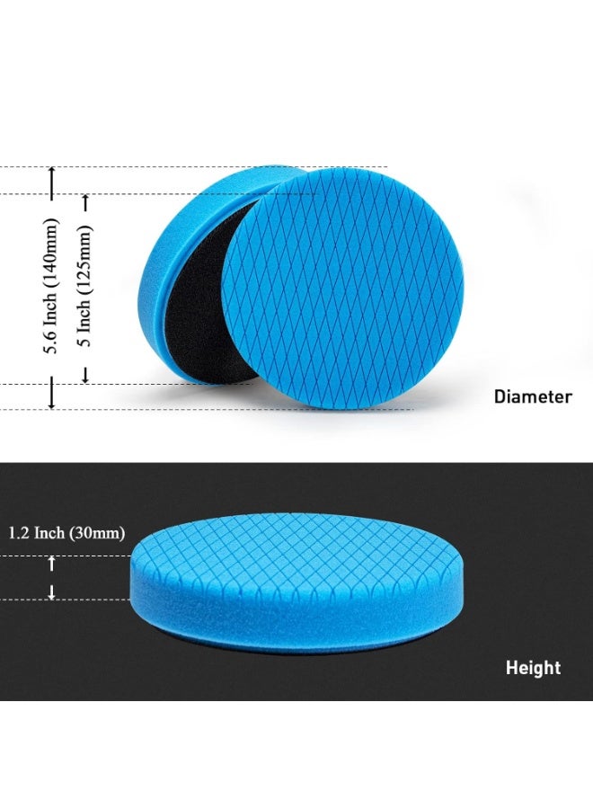 5 "بوفينغ تلميع الوسائد، 6PCS 5.6inch 140mm الوجه ل 5 بوصة دعم لوحة مركب بوفينغ الإسفنجة والصوف الوسائد قطع تلميع الوسائد مجموعة لملمعة عازلة السيارة، تلميع والشمع - Image 2