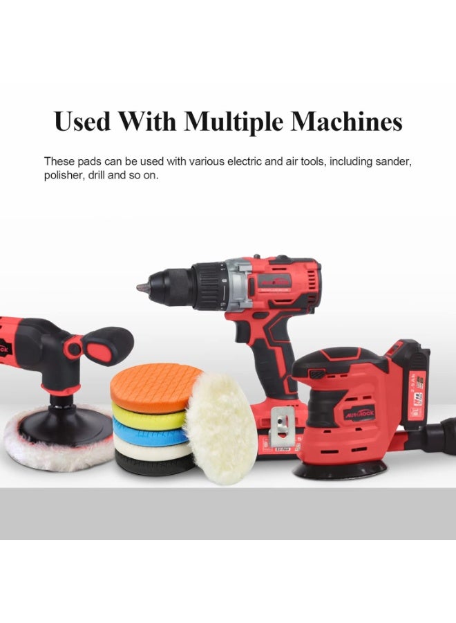 5 "بوفينغ تلميع الوسائد، 6PCS 5.6inch 140mm الوجه ل 5 بوصة دعم لوحة مركب بوفينغ الإسفنجة والصوف الوسائد قطع تلميع الوسائد مجموعة لملمعة عازلة السيارة، تلميع والشمع - Image 5
