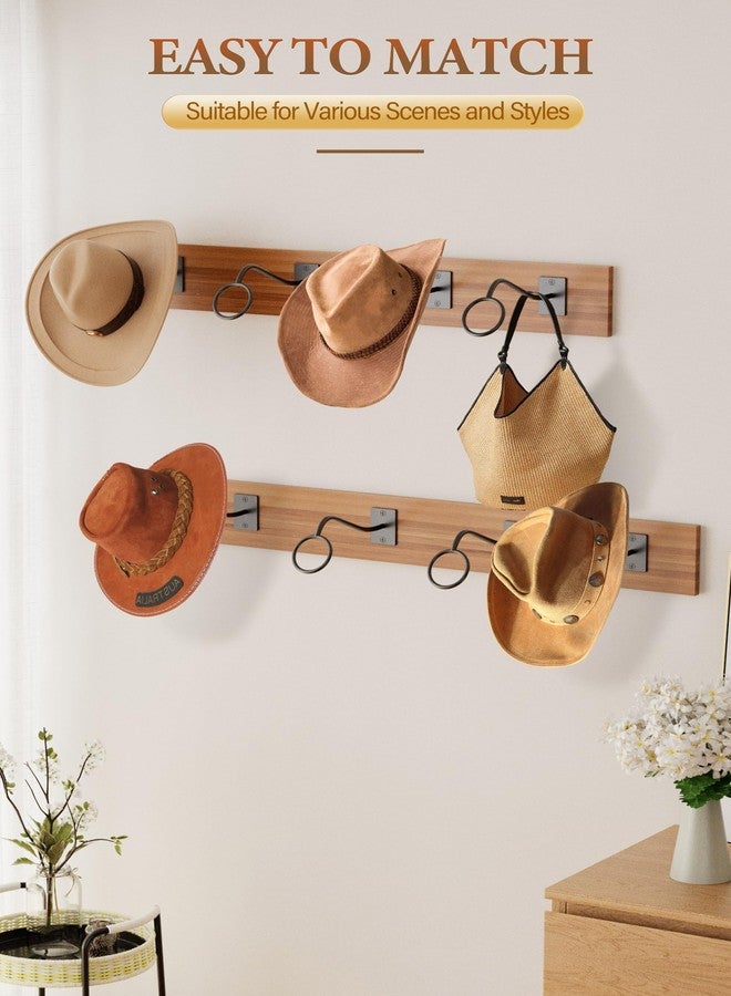Cinati Cowboy Hat Rack for Wall, 6 Pack Cowboy Hat Holder Wall Mount, Western Rustic Metal Hat Hanger, Hats Hooks, Fedora, Sun Hats,Wide Brim Hat Organizer - Image 5