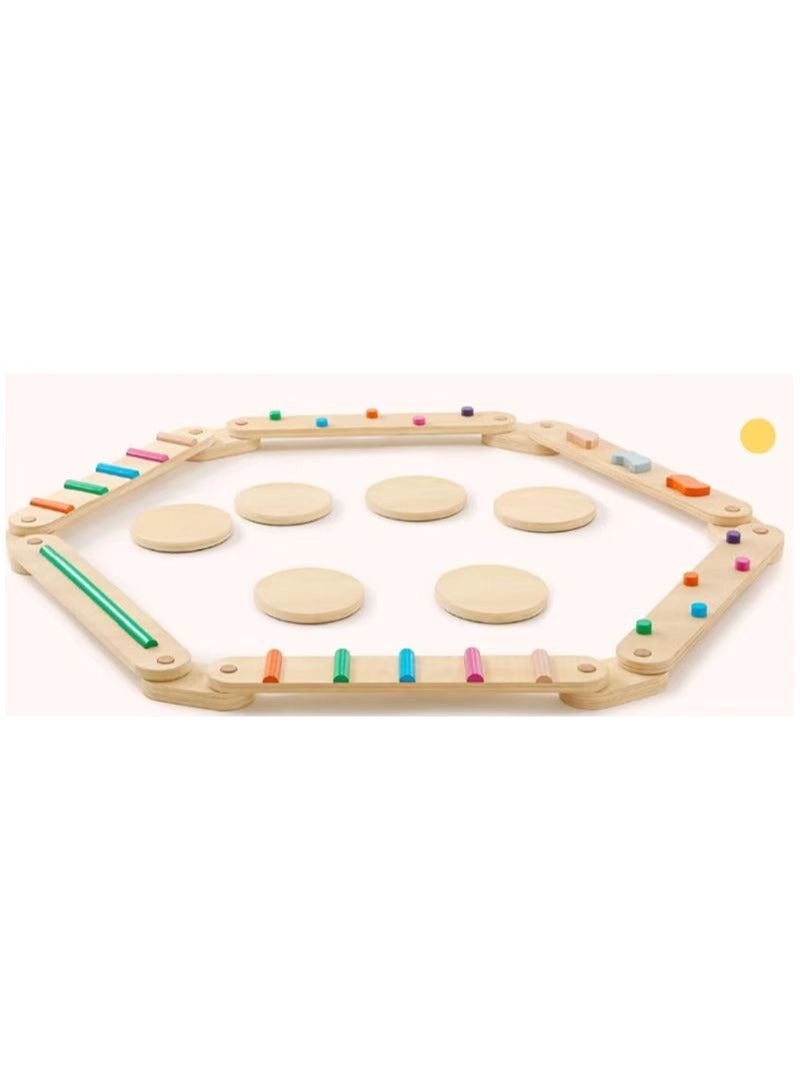 Wooden Balance Beam   6 PCS Toddler Balance Boards   Six Discs with Non-slip Pads  Montessori Balance Beam for Kids  Development  Build Coordination Gymnastics Obstacle Motor Skill for Kid Outdoor Activity Toys  - Image 1