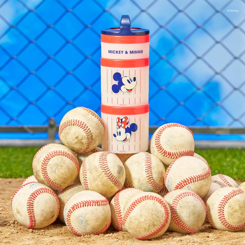 Whiskware Disney Mickey Mouse and Friends Stackable Snack Containers for Babies, Toddlers, and Kids, 3 Stackable Snack Cups for School and Travel, Cupholder Friendly, Mickey and Minnie! Baseball! - Image 5