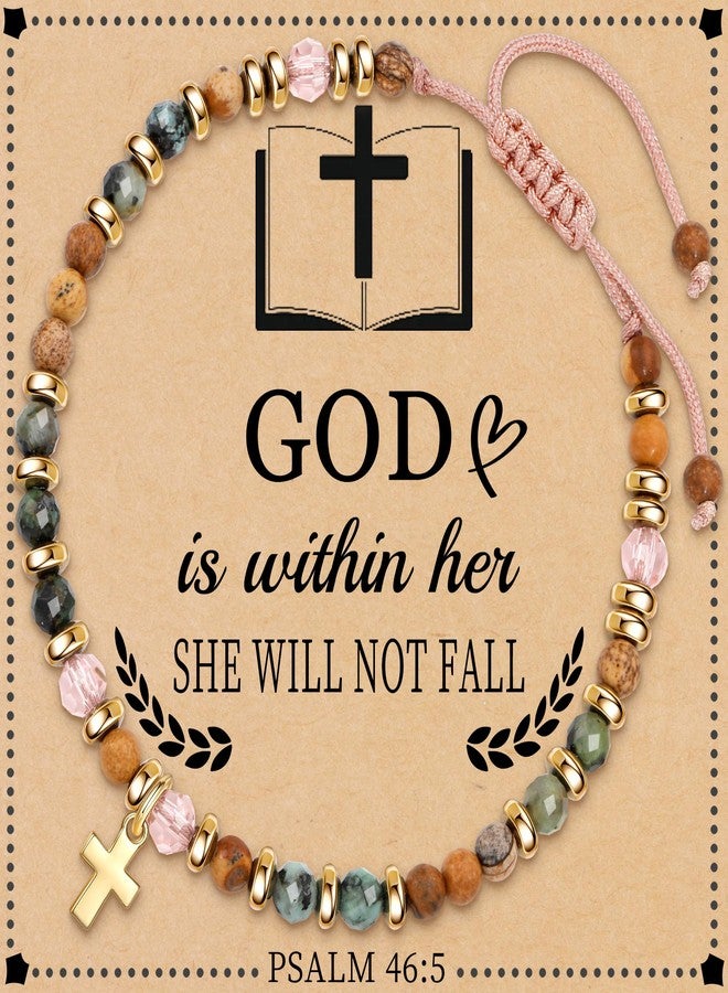 Btysun Christian Gifts for Women Faith Cross Bracelet Adult Stocking Stuffers Baptism Catholic Gifts Beaded Bible Verse Bracelets Confirmation Religious Jewelry for Women - Image 1