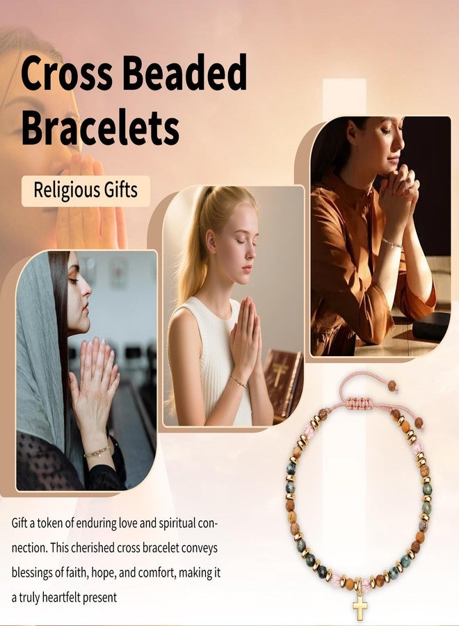 Btysun Christian Gifts for Women Faith Cross Bracelet Adult Stocking Stuffers Baptism Catholic Gifts Beaded Bible Verse Bracelets Confirmation Religious Jewelry for Women - Image 5