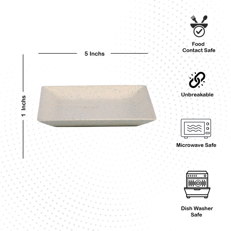 CORNET Polyproplene Small Sqaure Snacks Plate | Microwave Safe | for Snacks | Fancy Plates (Ivory, Set of 4) (5 * 5 * 1 Inches) - Image 3