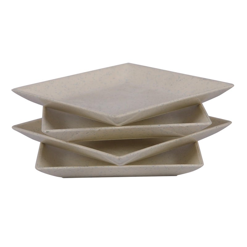 CORNET Polyproplene Small Sqaure Snacks Plate | Microwave Safe | for Snacks | Fancy Plates (Ivory, Set of 4) (5 * 5 * 1 Inches) - Image 1