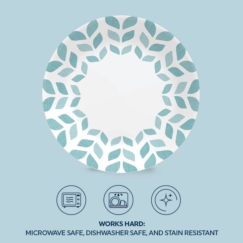 Corelle مجموعة كوريل العالمية من فيتريل 6 قطع طقم غداء وعشاء زجاج معاد تدويره ثلاثي الطبقات خفيف الوزن صديق للبيئة أطباق دائرية 8-1/2 بوصة مجموعة أشجار الصنوبر الشمالية - Image 3