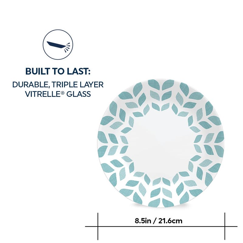 Corelle مجموعة كوريل العالمية من فيتريل 6 قطع طقم غداء وعشاء زجاج معاد تدويره ثلاثي الطبقات خفيف الوزن صديق للبيئة أطباق دائرية 8-1/2 بوصة مجموعة أشجار الصنوبر الشمالية - Image 4