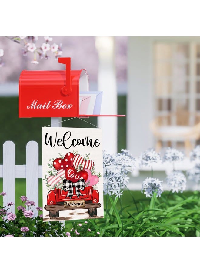JNDJE Valentine's Day Garden Flag, Valentines Flag 12x18 Double Sided Decorations, Red Truck Small Flag for Outdoor - Image 5