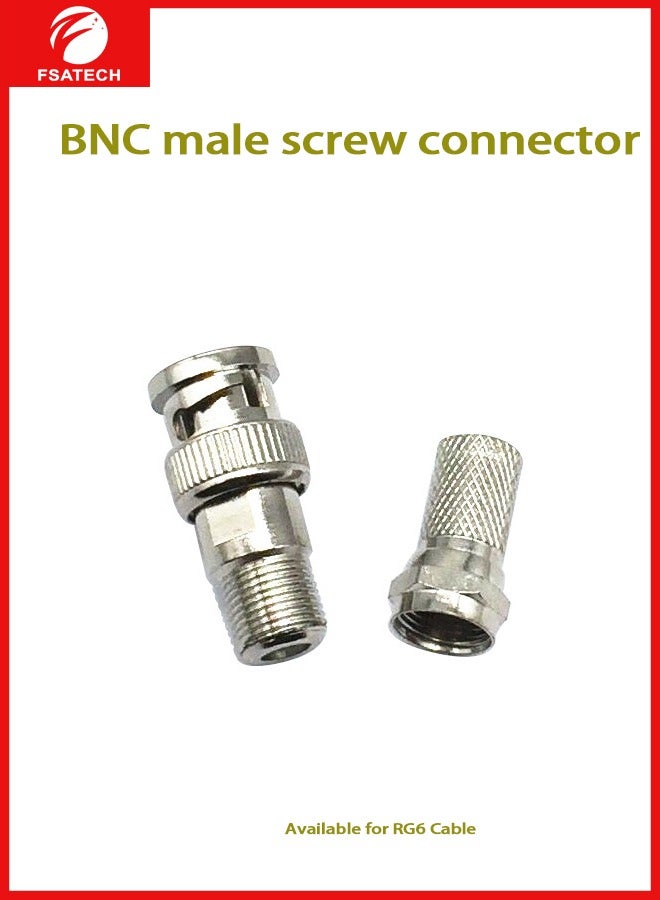FSATECH 10 PCS BNC Drat RG6 Connector 75 Ohm - Image 1