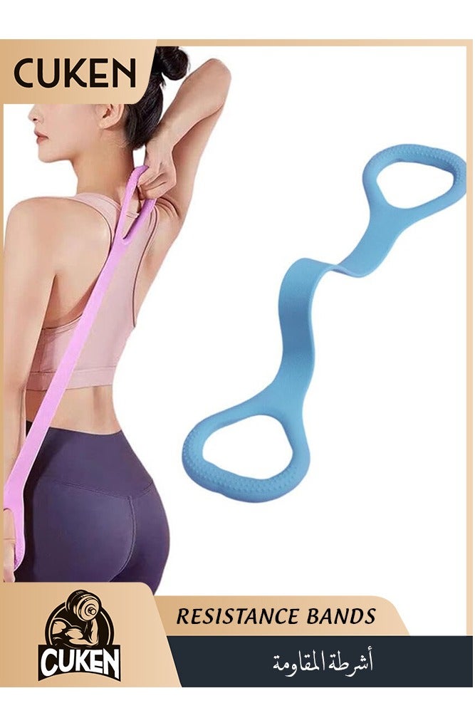 Cuken Figure 8 Exercise Band, Resistance Training Equipment for Arm Back Shoulder Workout, Stretch Fitness Elastic Rope for Yoga Pilates and Home Gym(Pink) - Image 1