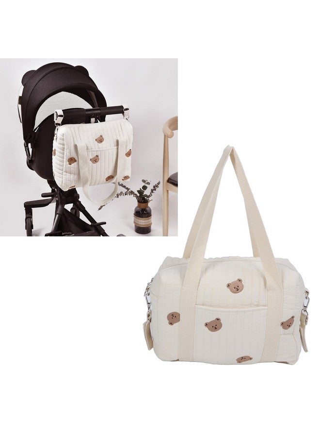 Focket Baby Stroller Organizer, Universal Large Space Baby Diaper Bag with Zipper, Embroidery Mom Handbag Stroller Accessories Storage Bag for Diaper, Phone, Keys, Toys29X26X12CM - Image 3