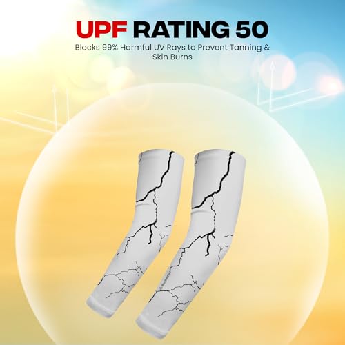 Autofy Active-Fit 240 GSM Printed Outdoor Indoor Use Unisex Arm Sleeves with UV Tan Protection & Compression Cooling Effect for Men Women Kids – [White, Pack of 1] - Image 3