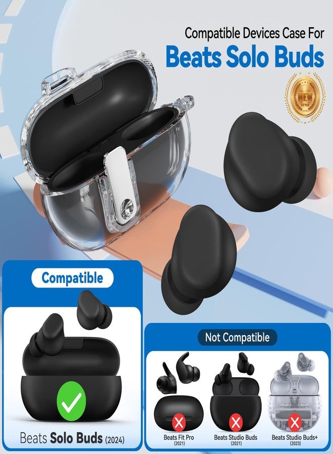 Ekoonpft 3-in-1 Secure Lock Case for Beats Solo Buds 2024 with Cleaning Kit & Keychain, Ekoonpft Anti-Yellowing Clear Cover Compatibility with Beats Solo Buds Wireless Earbuds, Drop and Scratch Protection - Image 3