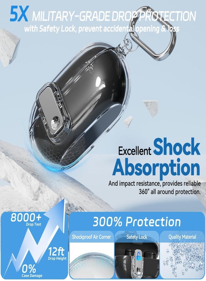 Ekoonpft 3-in-1 Secure Lock Case for Beats Solo Buds 2024 with Cleaning Kit & Keychain, Ekoonpft Anti-Yellowing Clear Cover Compatibility with Beats Solo Buds Wireless Earbuds, Drop and Scratch Protection - Image 4