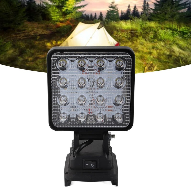 Cordless LED Work Lamp Compatible with BL1830 BL1840 BL1850-18V Battery Powered Outdoor Floodlight and Spotlight - 2400 LM Output with 16 Lamp Beads - 6500K Color Temperature - Image 4
