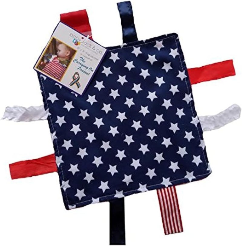 The Learning Lovey Baby Jack  Co 8x8 Flag Lovey Tag Toys for Babies  Baby Crinkle Toys  Crinkle Toys for Baby  Soft  Safe  Learn Shapes  Colors  Ideal Baby Toy  BPA Free wStroller Clip - Image 1