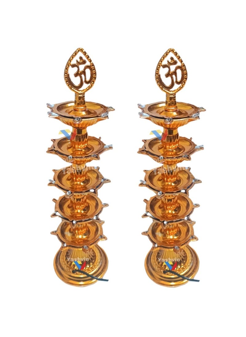 Yashvin Yashvin 5 Layer Electric Diya 35 Deep led Light Diya TestedTrusted Electric Diya for Pooja Room Deepak Light Pooja Diya Light Pack of 2 DiyaFJ74 