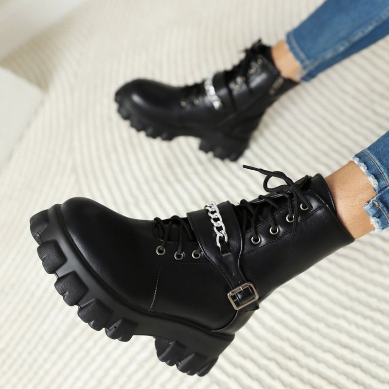 2021 High Heel Thick Bottom 31-46 Strap Zipper Low Boots For Women - Image 4