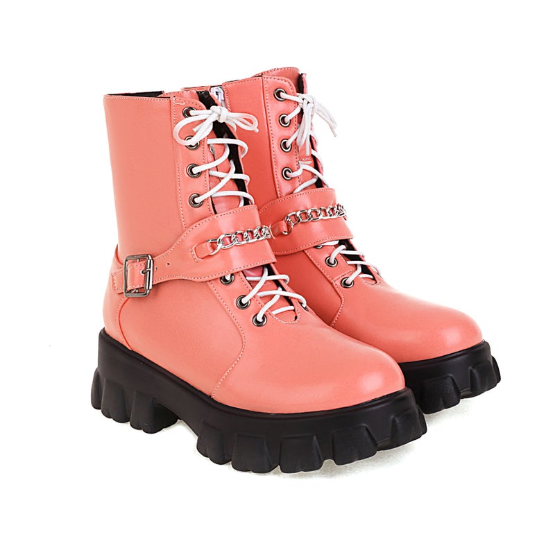2021 High Heel Thick Bottom 31-46 Strap Zipper Low Boots For Women - Image 1