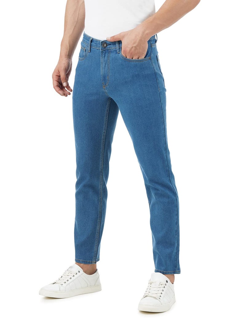 INKD Men's Contrast Stitch Stretchable Regular Fit Jeans - Image 3