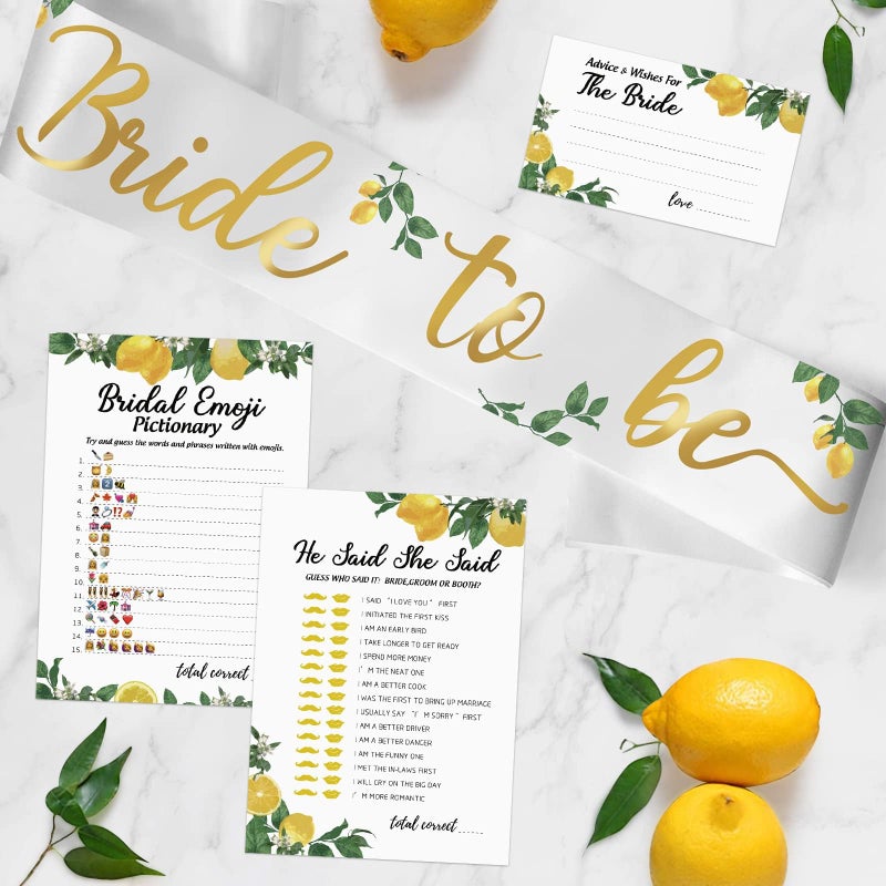 Bessmoso Lemon Bridal Shower Game with Bride to Be Sash-Set of 6 Activities Lemonade Bridal Shower Bachelorette Before Wedding for 50 Guests- 300 Cards 50 Per Game - Image 4
