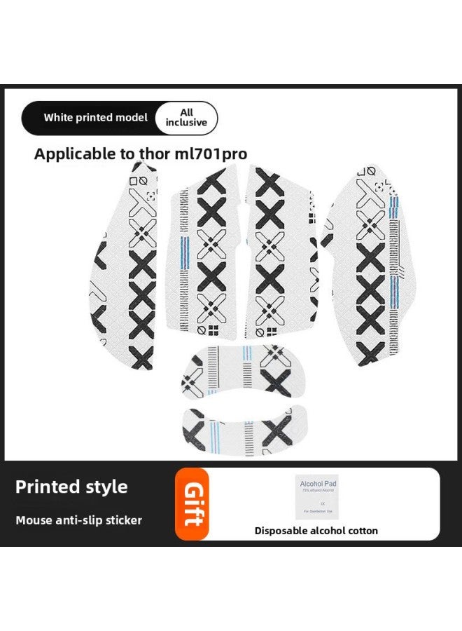 Applicable Thor ML703 Anti-slip Sticker Mouse White Shark 702 Ml701 Sticker PRO Sweat-absorbing Shadow Shark MG705 Film-Color:Shadow Shark ML701PRO/703PRO/MG705PRO] [all Inclusive] White Printed One [free Cleaning Cotton]]  - Image 1