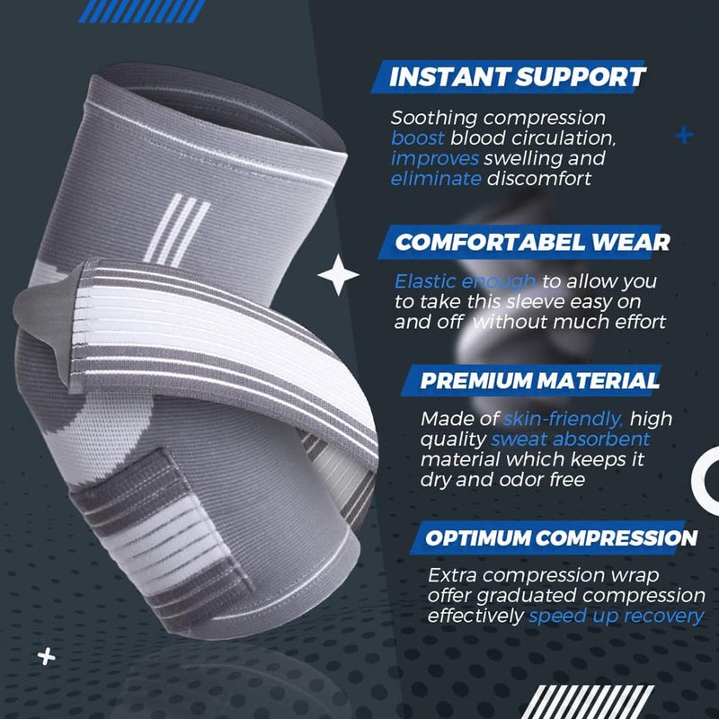 X spring Xspring Elbow Support Sleeve, Adjustable Elbow Support Sleeve with Compression Strap, Elbow Sleeve Reduce Joint Pain, Tennis Elbow, Golfers Elbow, Weightlifting, Tendonitis, Sports Injury Recovery - Image 3