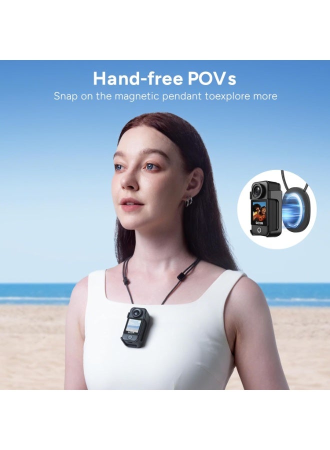 C300 Vlogging Combo, 4K Pocket Action Camera,7Hour Power,6-Axis Stabilization,Dual-Touch Screen 154° Wide FOV Video Body Camera,Waterproof,Live Streaming,with Tripod Kits,64G Card - Image 3