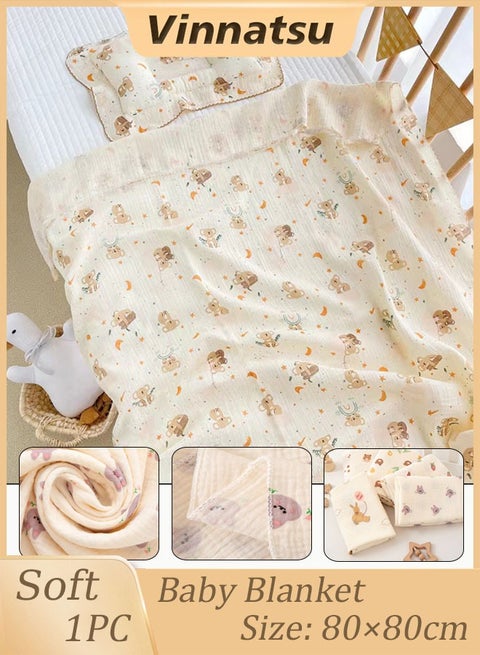Double Layer Muslin Baby Blanket Newborn Receive Blanket Cotton Swaddling Wrap Stroller Cover Bedding Baby Items Baby Swaddle Blanket Unisex Swaddles Wrap Soft Silky Muslin Neutral Receiving Blankets