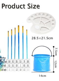 GBQ 2PCS Large Oval Paint Disc 6PCS Painting Brush 1PCS Collapsible Bucket Painting Art Supplies for Students, Artist Painting, Beginners, Outdoor Painting Activities  - Image 2