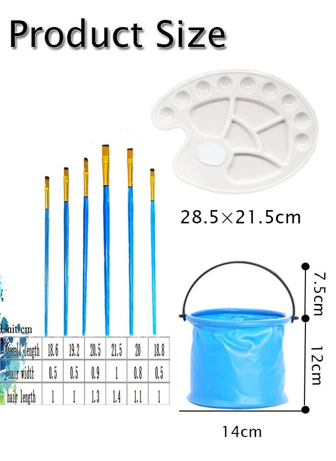 GBQ 2PCS Large Oval Paint Disc 6PCS Painting Brush 1PCS Collapsible Bucket Painting Art Supplies for Students, Artist Painting, Beginners, Outdoor Painting Activities  - Image 2