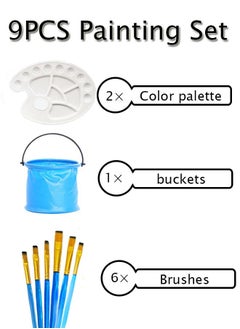GBQ 2PCS Large Oval Paint Disc 6PCS Painting Brush 1PCS Collapsible Bucket Painting Art Supplies for Students, Artist Painting, Beginners, Outdoor Painting Activities  - Image 3