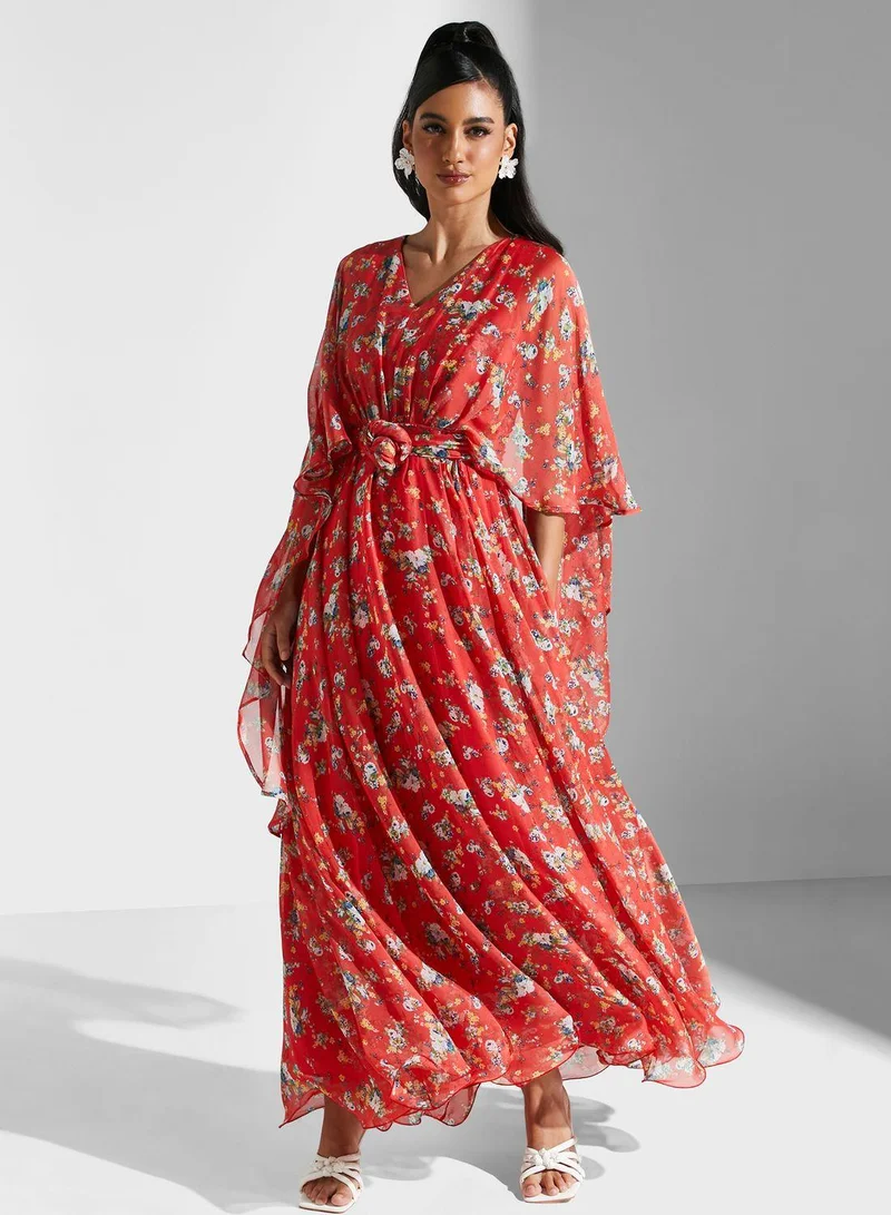 جولدن ابل Floral Print Belted Dress
